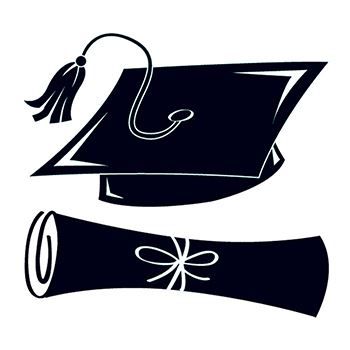 graduation cap black and white clip art